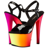 svart lakk 18 cm RAINBOW-309UV h�yh�lte sandaler neon plat�
