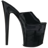 svart lakk 20 cm FLAMINGO-801 høyhælte slipper damer sko