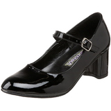 svart lakk 5 cm SCHOOLGIRL-50 klassiske pumps sko til dame