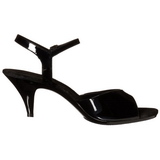 svart lakk 8 cm BELLE-309 dame sandaletter lavere h�l