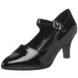 svart lakk 8 cm DIVINE-440 dame pumps med lave h�l