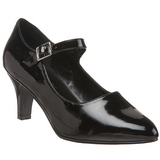 svart lakk 8 cm DIVINE-440 dame pumps med lave h�l