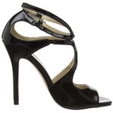 svart lakkert 13 cm AMUSE-15 høye fest sandaler med hæl