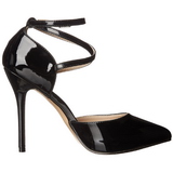 svart lakkert 13 cm AMUSE-25 høye pumps fest sko med hæl