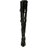 svart lakkert 13 cm ELECTRA-3028 lårhøye støvler til menn