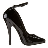 svart lakkert 15,5 cm DOMINA-431 pumps dame sko flate hæl