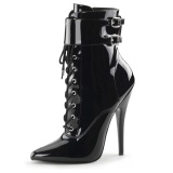 svart lakkert 15 cm DOMINA-1023 dame ankelstøvler til menn