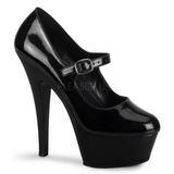 svart lakkert 15 cm KISS-280 høye damesko med høy hæl