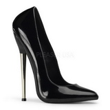 svart lakkert 16 cm DAGGER-01 dame pumps sko stiletthæler