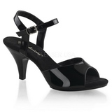 svart lakkert 8 cm BELLE-309 dame sandaletter lavere hæl