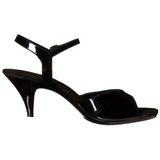 svart lakkert 8 cm BELLE-309 dame sandaletter lavere hæl