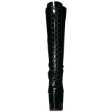 svart lakklær 19 cm TABOO-2023 høye platåstøvler til dame med snøring