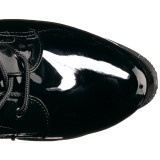 svart lakklær 19 cm TABOO-2023 høye platåstøvler til dame med snøring