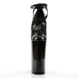 svart lakklær 25,5 cm BEYOND-087 ekstremt pumps høye hæler - veldig høye platå pumps