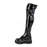 svart lakkl�r 5 cm EMILY-375 l�rh�ye st�vler med sn�ring