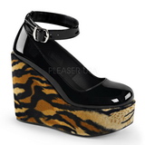 svart leopard 13 cm POISON-03 wedge pumps kilehæler sko