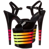 svart neon 20 cm Pleaser FLAMINGO-809UVLN platå høye hæler sko