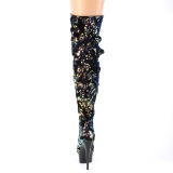 svart paljetter 15 cm DELIGHT-3004 pleaser l�rh�ye st�vler