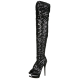 svart paljetter 15 cm PLEASER BLONDIE-R-3011 overknee st�vler plat�