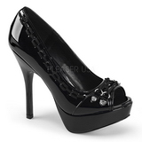 svart patentlær 13,5 cm PIXIE-18 gothic pumps sko dame