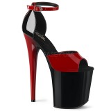 svart rød 20 cm FLAMINGO-889 pleaser høye hæler for kvinner