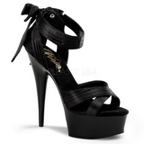 svart satin 15 cm DELIGHT-668 høye fest sandaler med hæl