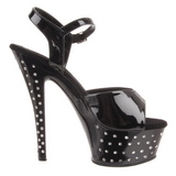 svart strass 15 cm STARDUST-609 h�ye damesko med h�l