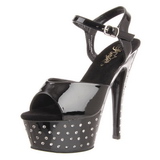 svart strass 15 cm STARDUST-609 h�ye damesko med h�l