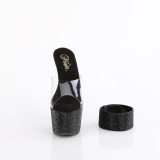 svart strass 18 cm BEJEWELED-712RS pleaser h�ye h�ler med ankelmansjett