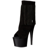 svart suede 18 cm ADORE-1019 h�ye ankelst�vletter med frynser til dame