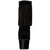 svart suede 18 cm ADORE-1019 h�ye ankelst�vletter med frynser til dame