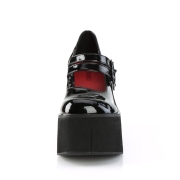 svart vegan 11,5 cm DemoniaCult KERA-08 gothic mary jane pumps med plat�