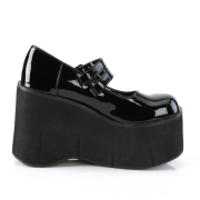 svart vegan 11,5 cm DemoniaCult KERA-08 gothic mary jane pumps med plat�