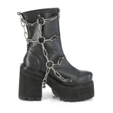 svart vegan 12 cm ASSAULT-66 lolita plat� ankelst�vletter med blokkh�l for kvinner