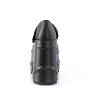 svart vegan 15 cm WAVE-32 gothic mary jane pumps med kileh�ler plat�