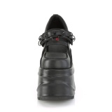 svart vegan 15 cm WAVE-48 gothic mary jane pumps med kileh�ler plat�
