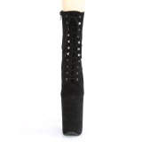 svart vegan 23 cm INFINITY-1020FS ekstremt ankelst�vletter h�ye h�ler - plat� st�vletter