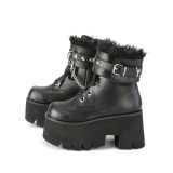 svart vegan 9 cm ASHES-57 lolita plat� ankelst�vletter med blokkh�l for kvinner