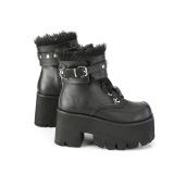 svart vegan 9 cm ASHES-57 lolita plat� ankelst�vletter med blokkh�l for kvinner
