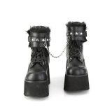 svart vegan 9 cm ASHES-57 lolita plat� ankelst�vletter med blokkh�l for kvinner