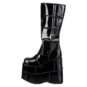 svart vinyllær 18 cm STACK-301 demonia støvler - unisex cyberpunk støvler