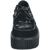 svarte 7,5 cm CREEPER-219 rockabilly creepers sko - dame platåsko