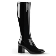 svarte lakkstøvler 7,5 cm GOGO-300 høye hæler damestøvler til menn