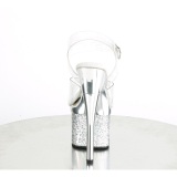 transparent 18 cm ESTEEM-708CHLG høyhælte sandaler - pole dance sandaler sølv