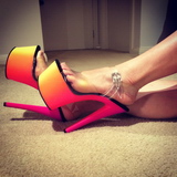 transparent 18 cm RAINBOW-308UV h�yh�lte sandaler neon plat�