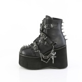 vegan 11,5 cm KERA-68 alternative kvinner plat�boots med spenner svart
