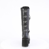 vegan 12 cm ASSAULT-218 Damest�vler med piggs�ler og plattform i svart