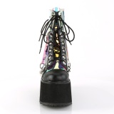 vegan 14 cm SWING-115 alternative kvinner plat�boots med spenner svart