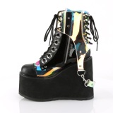 vegan 14 cm SWING-115 alternative kvinner plat�boots med spenner svart