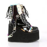 vegan 14 cm SWING-115 alternative kvinner plat�boots med spenner svart